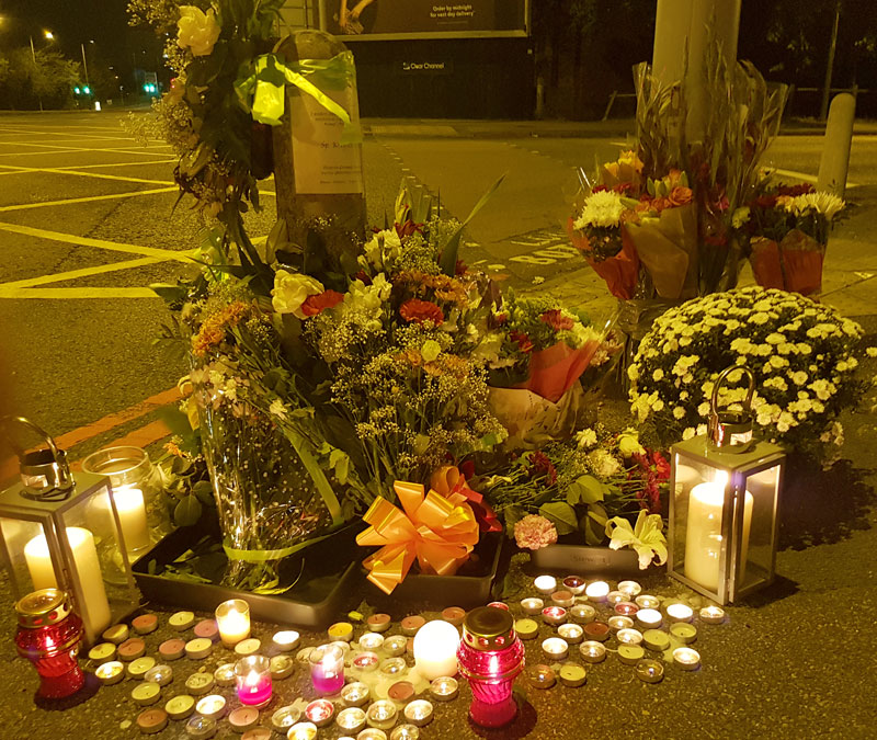 Memorial to motorcyclist